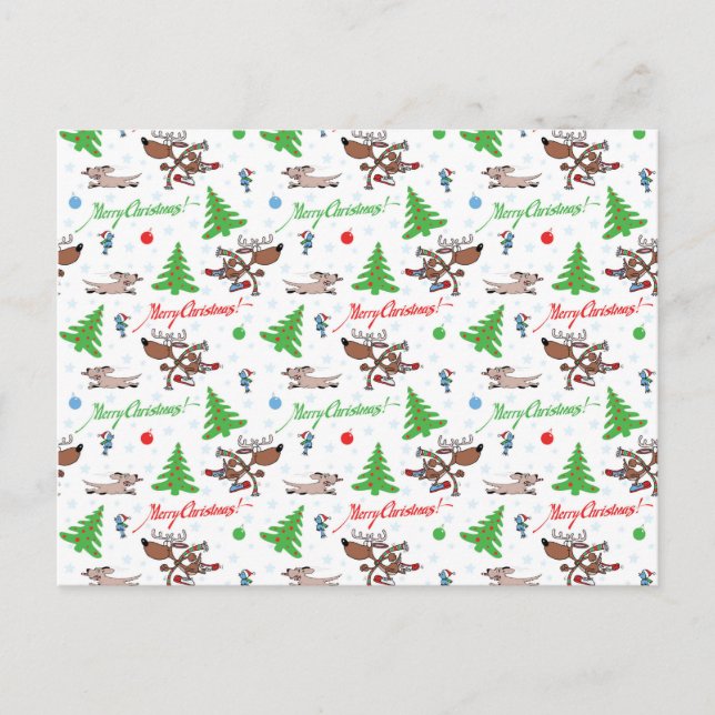 Cartão Postal veado de natal louco (Frente)