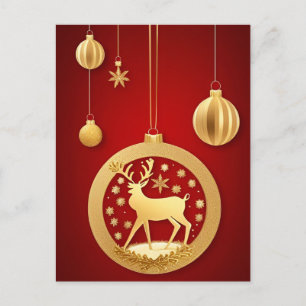 Cartão Postal Veado Dourado Natal Luxo Festivo Feriado