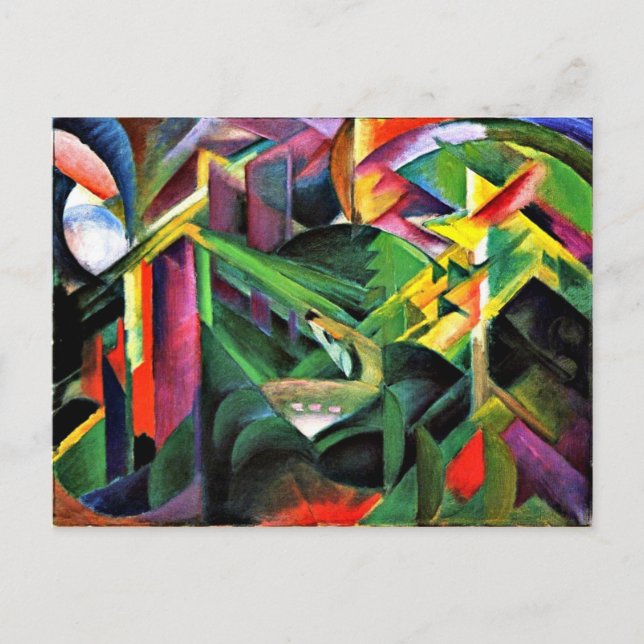 Cartão Postal Veado em um Jardim de Mosteiro, pintura de arte (Frente)