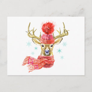 Cartão Postal Vedante De Inverno Com Aquarela Adorável