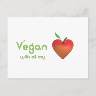Cartão Postal Vegan com todo o meu coração (coração de maç