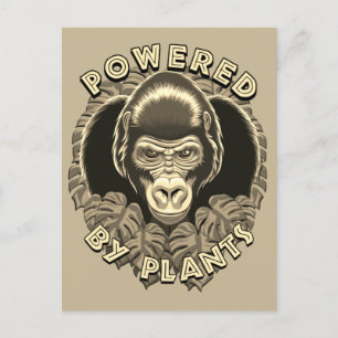 Cartão Postal Vegan Gorilla - Alimentado Por Plantas Citação