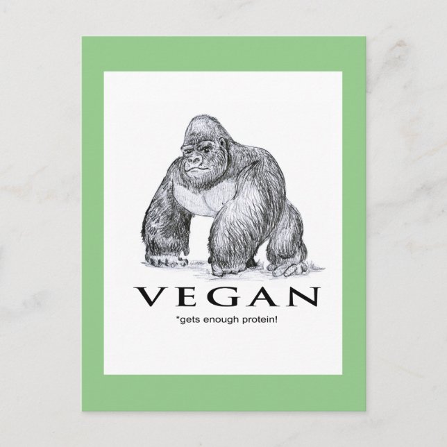 Cartão Postal Vegan gorilla ganha bastante proteína. (Frente)