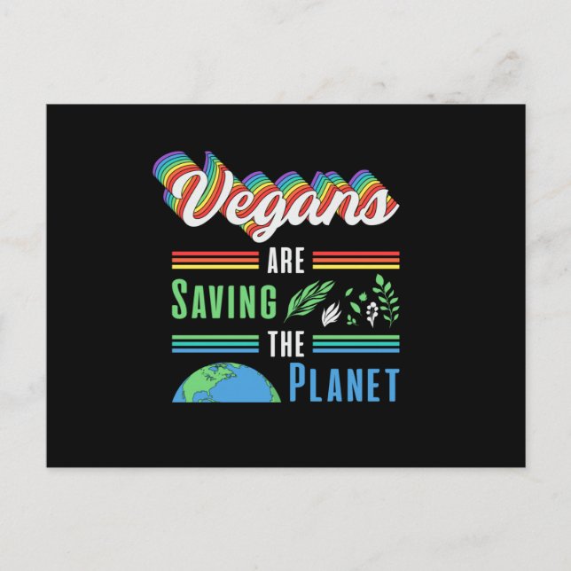 Cartão Postal Veganismo Vegetais Veggie Animais Vegan Ideia (Frente)