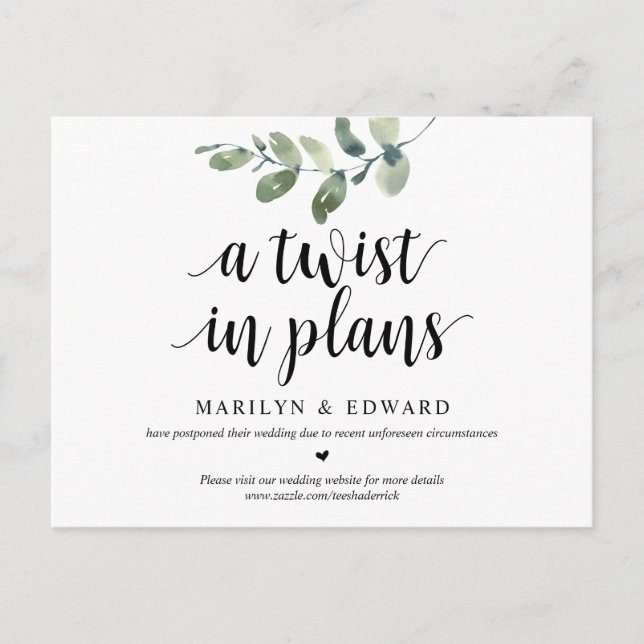 Cartão Postal Vegetação, Uma mudança nos planos, Casamento adiad (Frente)
