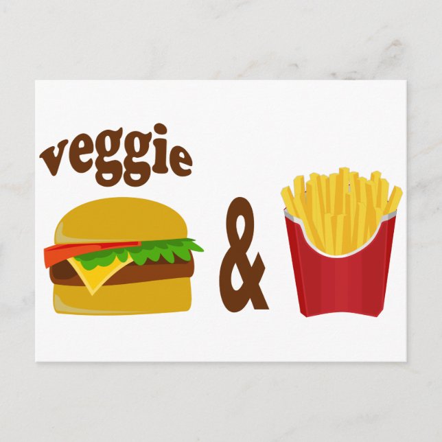 Cartão Postal Veggie Burger e Fries (Frente)