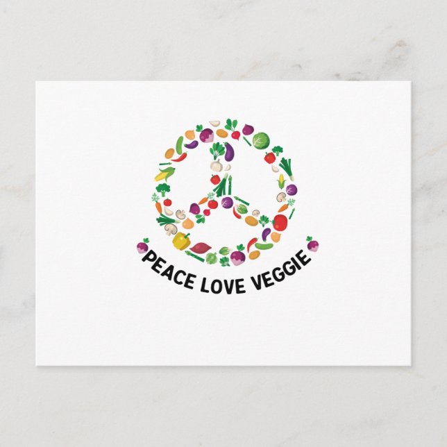 Cartão Postal Veggie Peace Sign Vegan (Frente)
