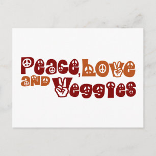 Cartão Postal Veggies de Paz e Amor