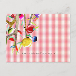 Cartão Postal Veggies Watercolor Vichy Patterno