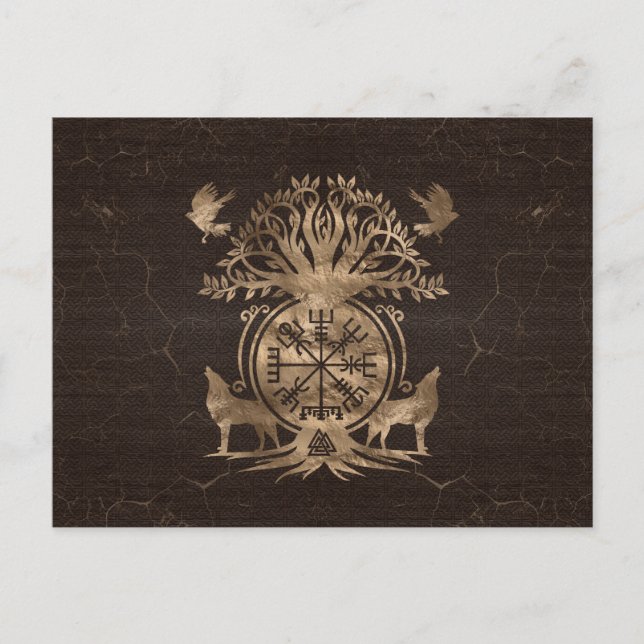 Cartão Postal Vegvisir - Ornamento Compass Visível (Frente)