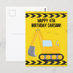 Cartão Postal Veículo de Construção Infantil Personalizado Feliz