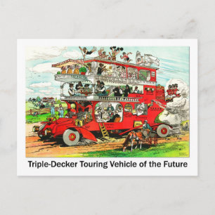 Cartão Postal Veículo de turismo de três andares do futuro