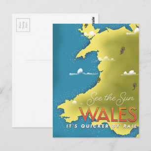 Cartão Postal Veja o poster de viagens Sun Wales.