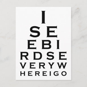 Cartão Postal Vejo Pássaros Eyechart