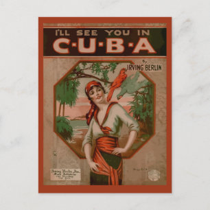 Cartão Postal Vejo você em Cuba, cobrir de música retrô