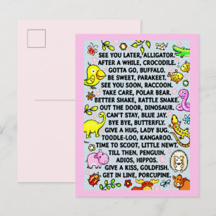 Cartão Postal Vejo Você Mais Tarde Jacaré Poema Divertido de Ade