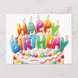 Cartão Postal Vela de Bolo de Aniversário Fofa