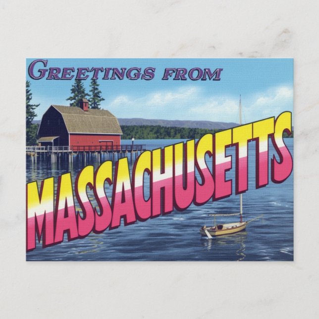 Cartão Postal Vela de Casa de Barcos de Massachusetts (Frente)