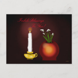 Cartão Postal Vela Imbolc Imbolg e Snowdrods Brid Brighid