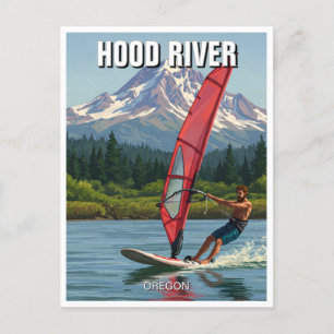 Cartão Postal Vela no Rio Hood Oregon Viagens