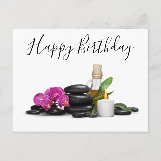 Cartão Postal Vela Pedra Quente Orquídea Flor de Spa (Frente)