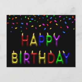 Cartão Postal Velas Aniversário Feliz Confetes Arc