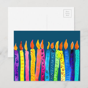 Cartão Postal Velas de aniversário aquarela