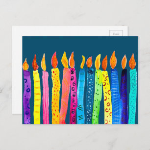 Cartão Postal Velas de aniversário de aquarela