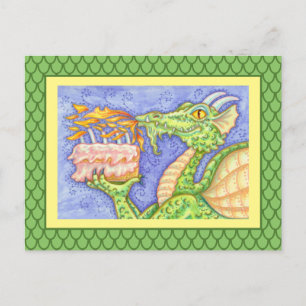 CARTÃO POSTAL VELAS DE ANIVERSÁRIO DE DRAGÃO QUE SOLTA FUMAÇA
