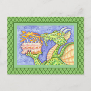 CARTÃO POSTAL VELAS DE ANIVERSÁRIO DRAGÃO QUE SOLTA FUMAÇA