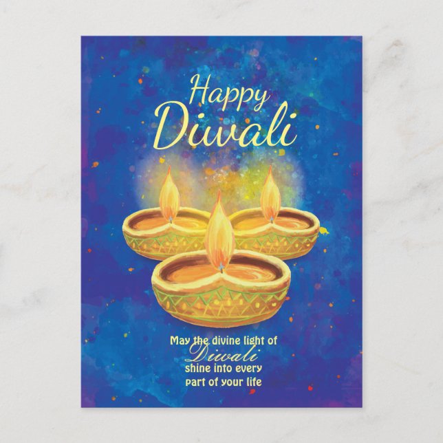 Cartão Postal Velas illuminating felizes de Diwali que (Frente)