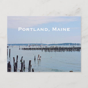 Cartão Postal Veleiros na costa do porto velho, Portland Maine