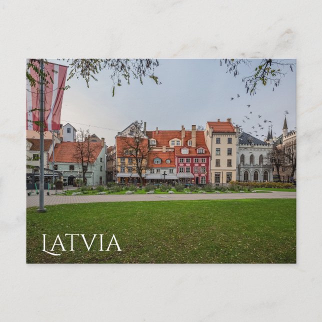 Cartão Postal Velha cidade de Riga no outono (Frente)