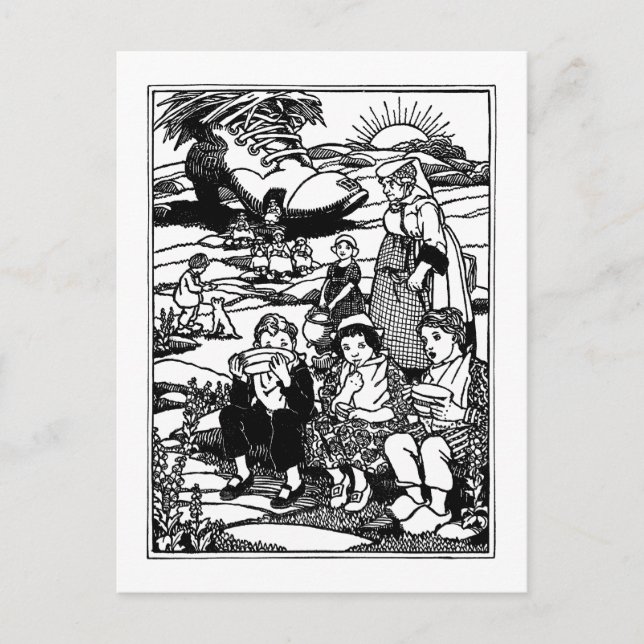 Cartão Postal Velha Mulher e Calçado Nursery Rhyme (Frente)