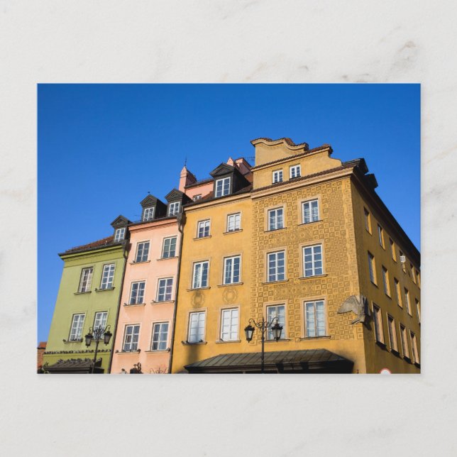 Cartão Postal Velhas Casas da Cidade em Varsóvia (Frente)