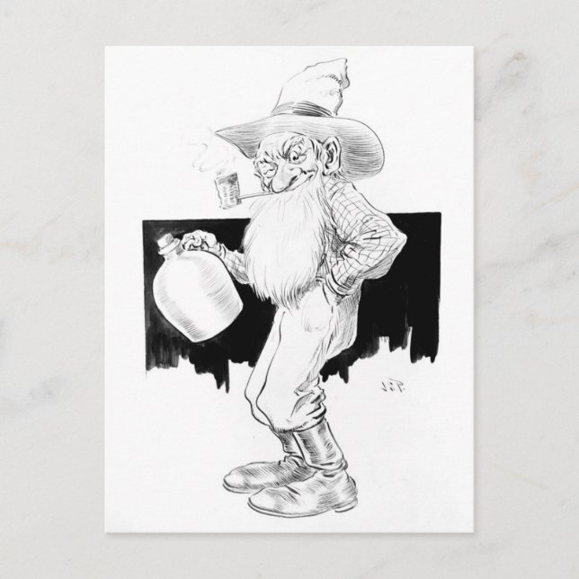 Cartão Postal Velho agricultor com relâmpago branco (Frente)