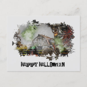 Cartão Postal *~* VELHO BARN SPOOKY BARN GHOST HALLOWEEN Cartão-