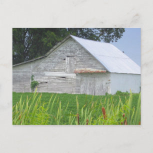 Cartão Postal Velho Celeiro Em Um Campo Verde