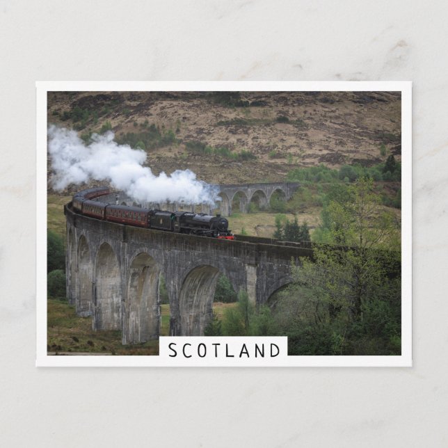 Cartão Postal Velho comboio a vapor em Glenfinnan Viaduct (Frente)