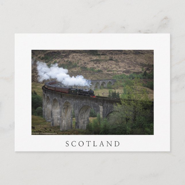 Cartão Postal Velho comboio a vapor em Glenfinnan Viaduct (Frente)