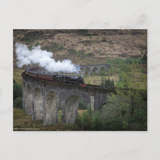 Cartão Postal Velho comboio a vapor em Glenfinnan Viaduct (Frente)