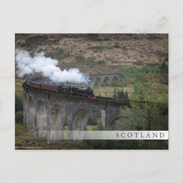 Cartão Postal Velho comboio a vapor em Glenfinnan Viaduct (Frente)