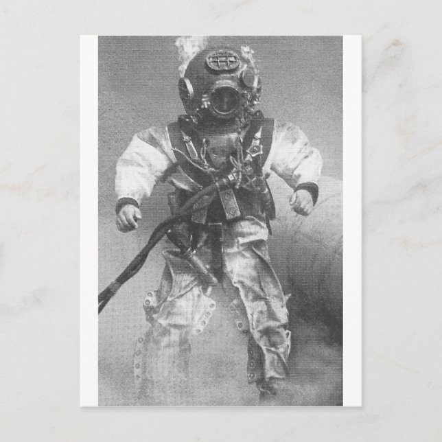 Cartão Postal Velho mergulhador preto e branco (Frente)