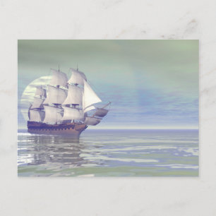 Cartão Postal Velho navio mercante - renderização 3D