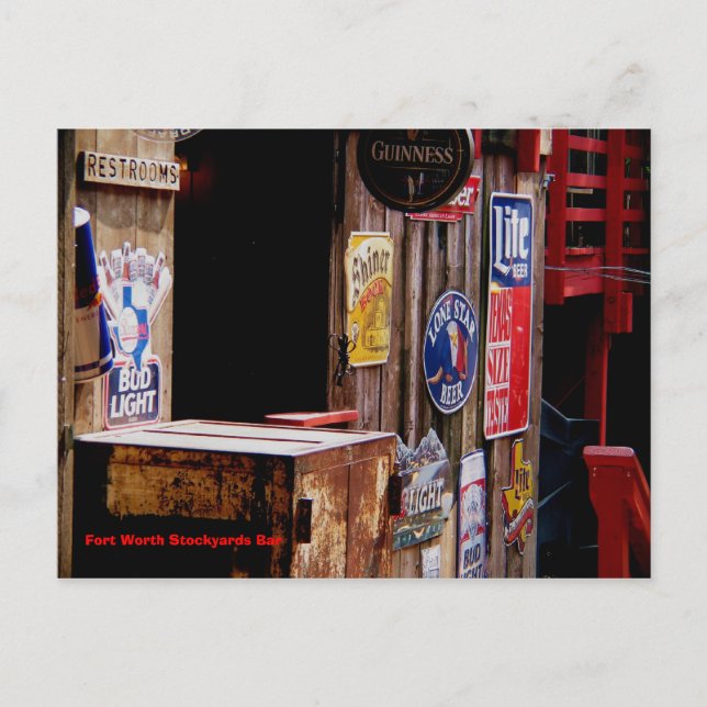 Cartão Postal Velho Oeste, Forte Worth Stockyards Bar (Frente)