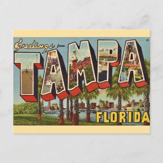 Cartão Postal Velho Tampa Flórida Saudação (Frente)