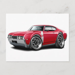 Cartão Postal velhos 1968 442 Carro Branco-Vermelho