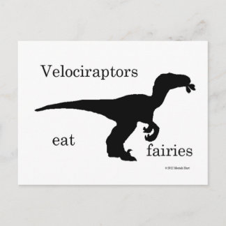 Cartão Postal velociraptors comem fadas
