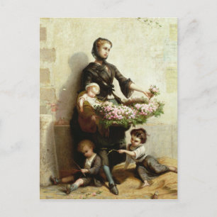 Cartão Postal Vendedor de Flores Vitoriano