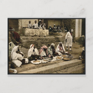 Cartão Postal Vendedores cúbicos e um café árabe, Tunis, Tun